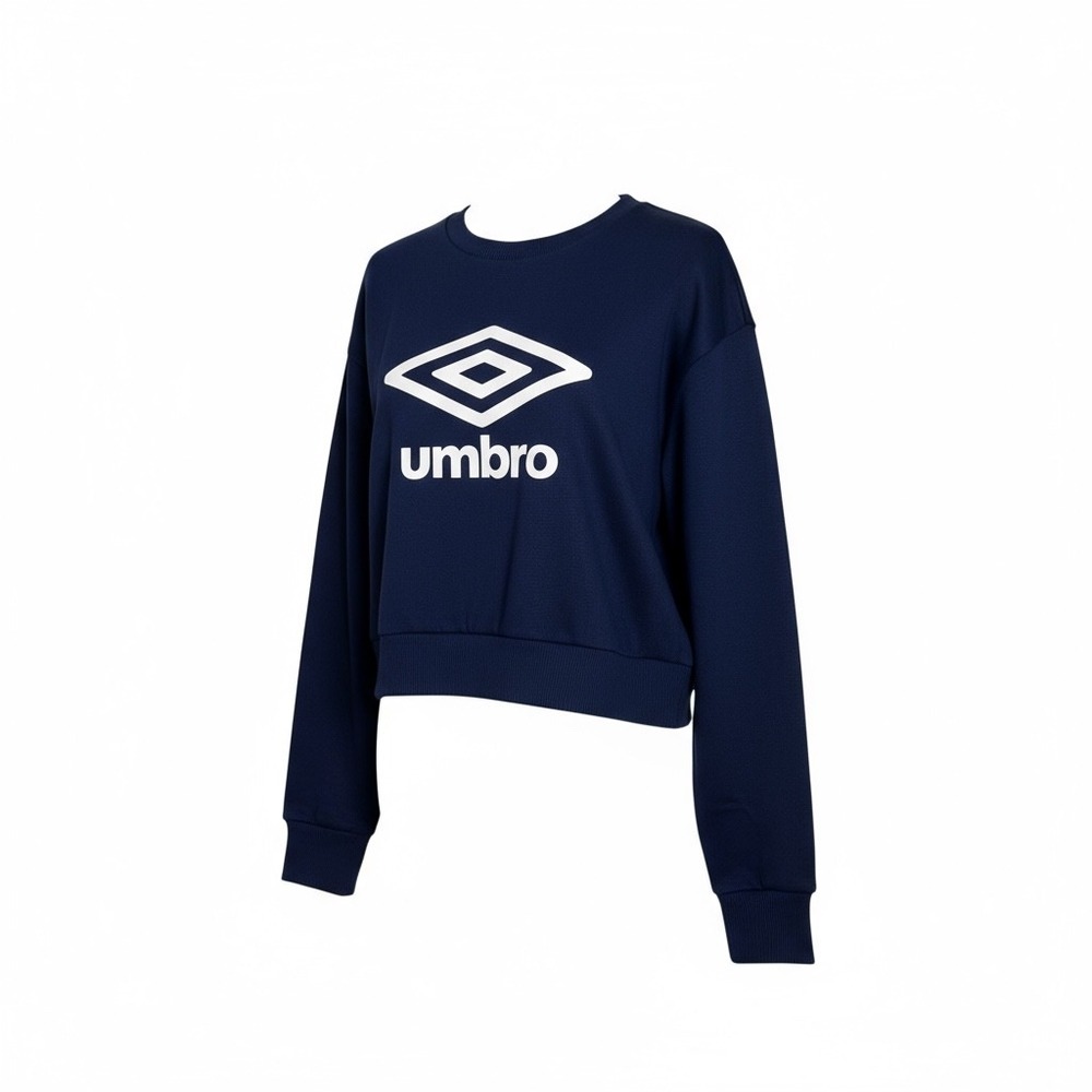 NWT Umbro Navy Blue Cropped Crewneck Sweatshirt Large‎ Logo Sportswear